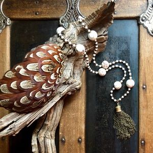 White Turquoise and brass necklace!